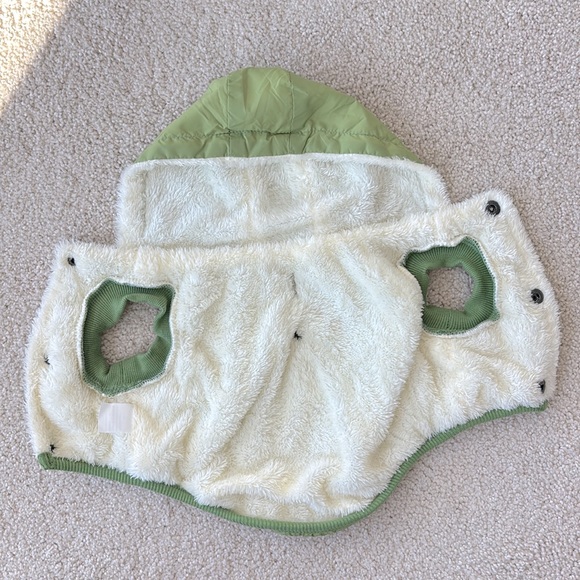 Grass Green, cream fuzzy lined puffer jacket - Picture 5 of 6